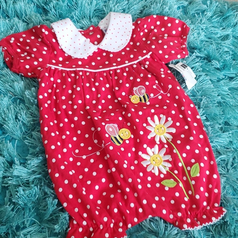 nwt baby girls 12 mos. red/white polka-dot outfit